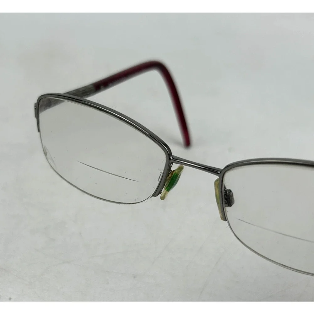 Burberry B1157 1003 Eyeglasses Frame Womens Silver Burgundy Half Rim 52-17-135mm